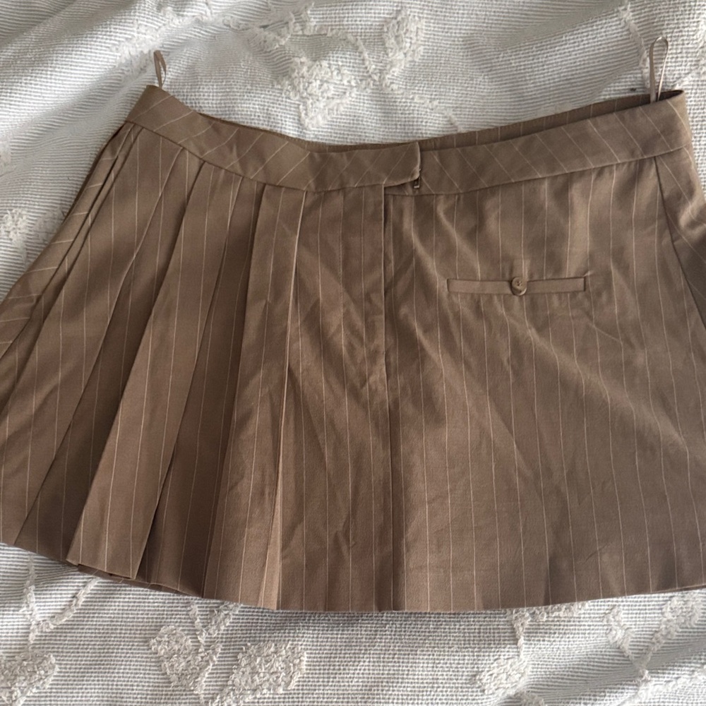 Zara pinstriped Brown Pleated Mini Skirt